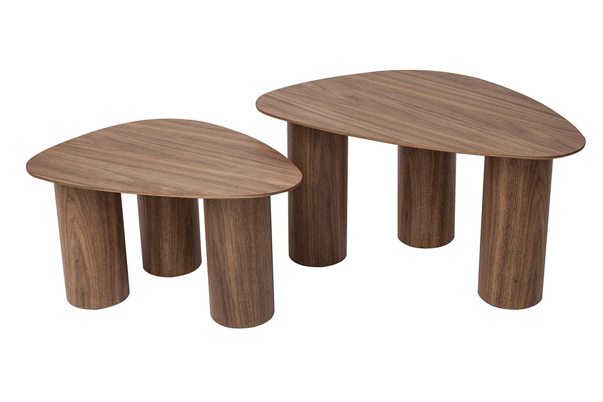 Tables basses gigognes design en bois fonc� (lot de 2) FOLEEN