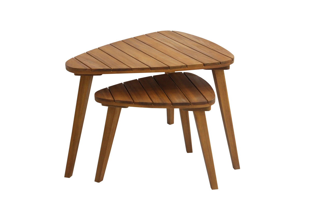 Tables basses gigognes en bois massif ELQUI, design �l�gant, vue de face.