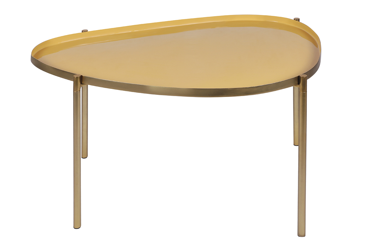 Tables basses gigognes laqu�es moutarde, bleu canard et bleu (lot de 3) ZURIA