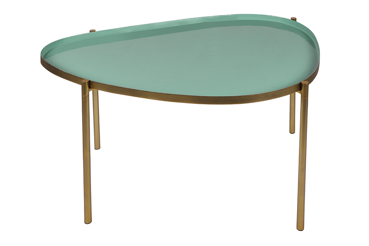 Tables basses gigognes laqu�es vert-cyan et vert (lot de 3) ZURIA