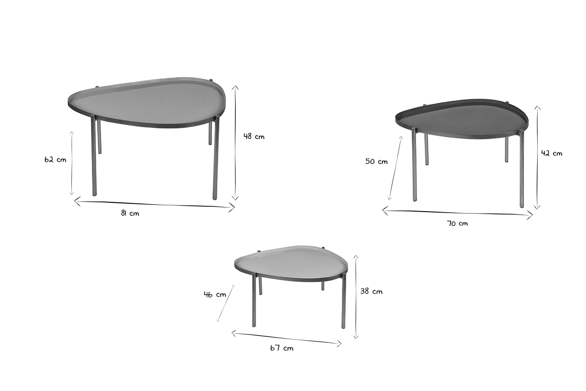 Tables basses gigognes laqu�es vert-cyan et vert (lot de 3) ZURIA