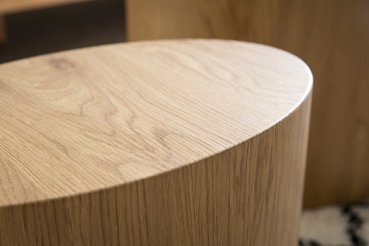 Tables basses gigognes ovales scandinaves bois clair finition ch�ne (lot de 2) WOODY
