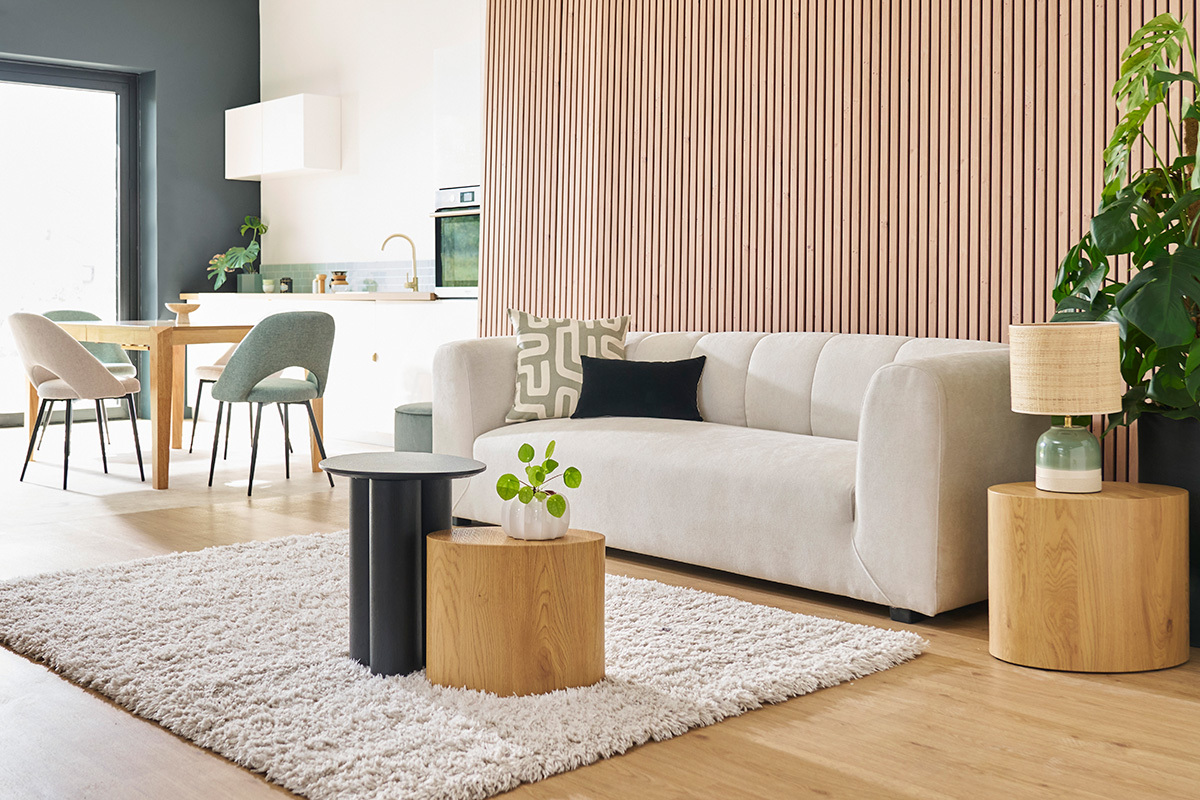 Tables basses gigognes ovales scandinaves bois clair finition ch�ne (lot de 2) WOODY