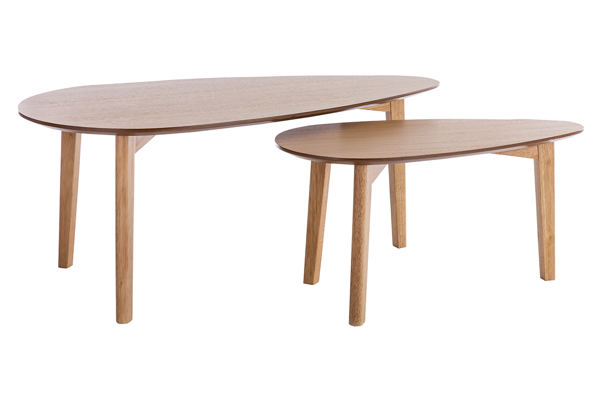 Tables basses gigognes scandinaves bois clair ch�ne (lot de 2) ARTIK