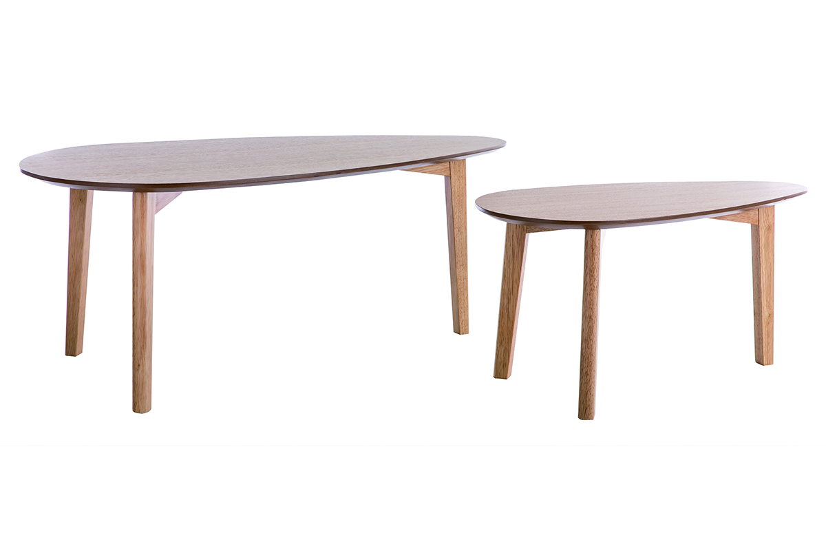 Tables basses gigognes scandinaves bois clair ch�ne (lot de 2) ARTIK