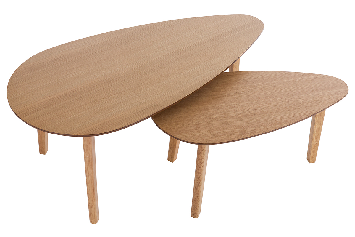 Tables basses gigognes scandinaves bois clair ch�ne (lot de 2) ARTIK
