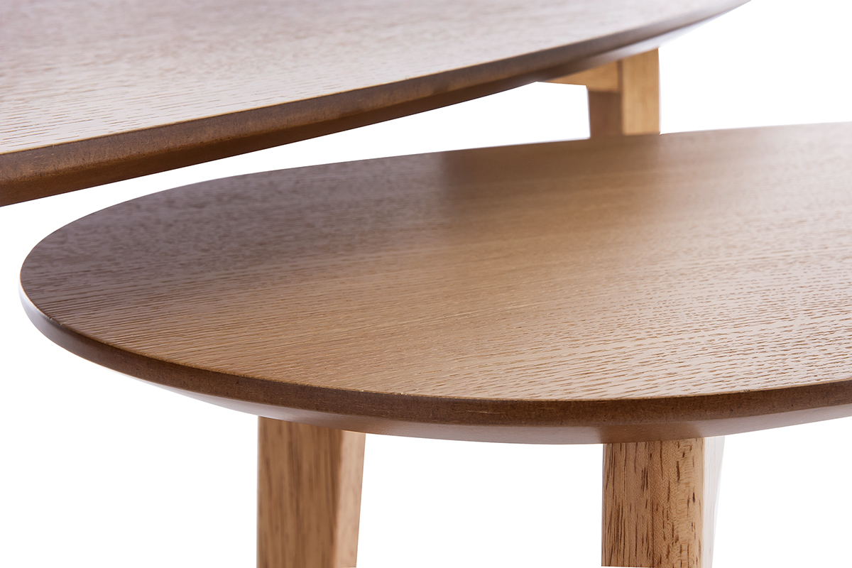 Tables basses gigognes scandinaves bois clair ch�ne (lot de 2) ARTIK