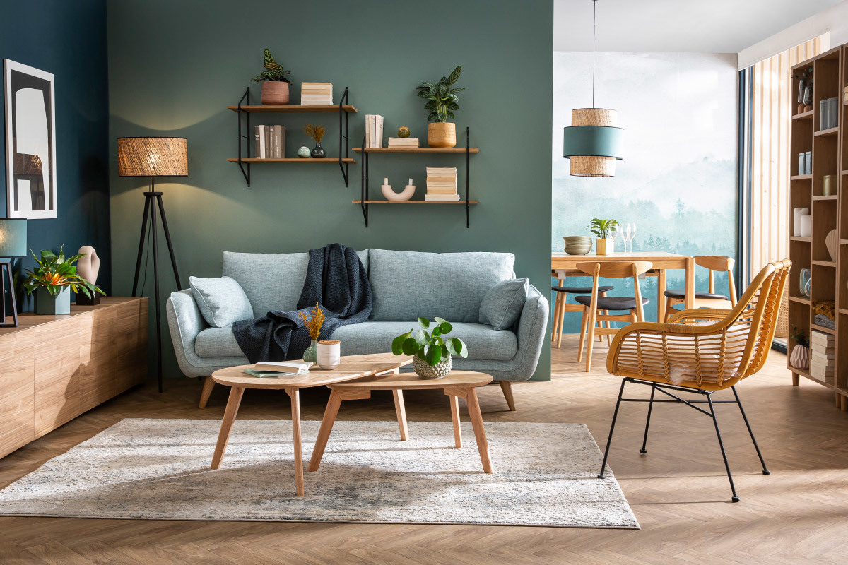 Tables basses gigognes scandinaves bois clair ch�ne (lot de 2) ARTIK