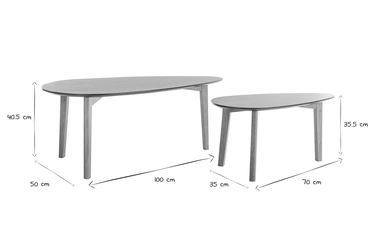 Tables basses gigognes scandinaves bois clair ch�ne (lot de 2) ARTIK