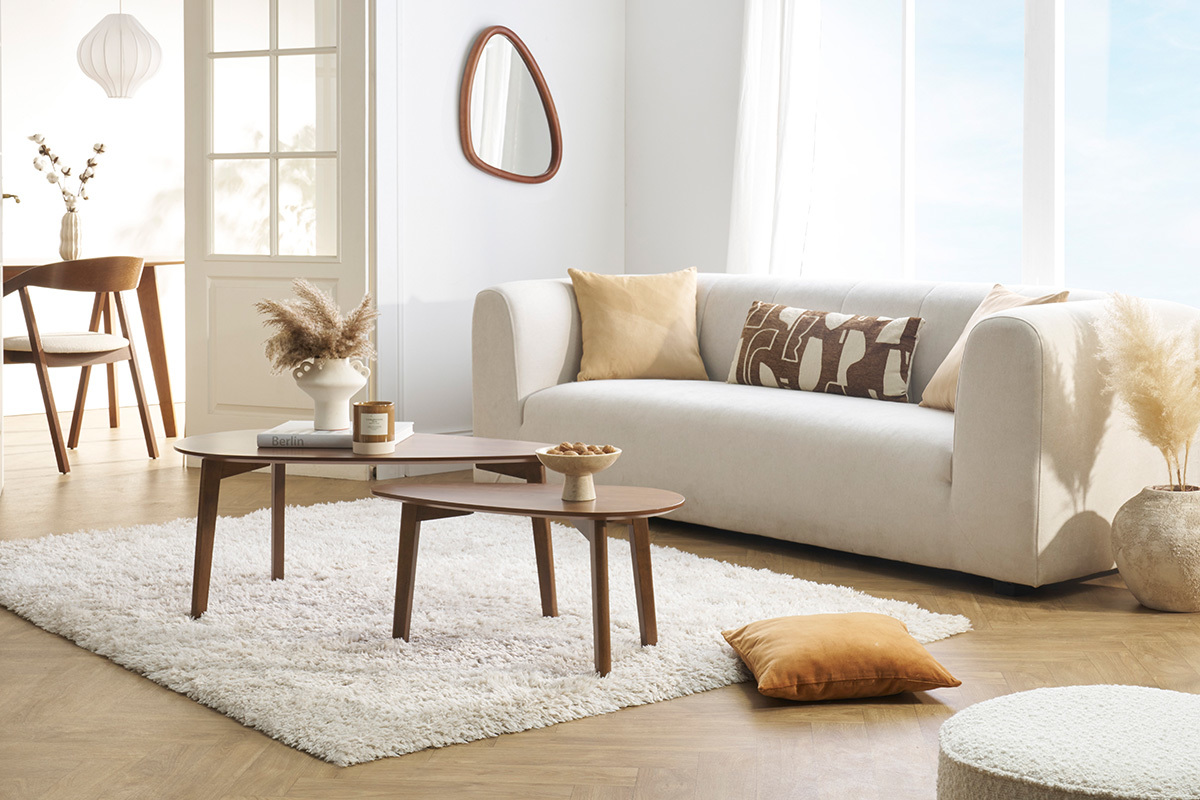 Tables basses gigognes scandinaves bois fonc� noyer (lot de 2) ARTIK