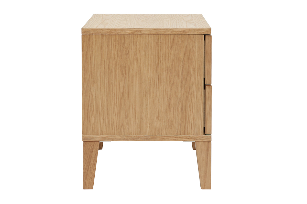 Tables de chevet avec rangements 2 tiroirs scandinave bois clair ch�ne (lot de 2) FREDDY