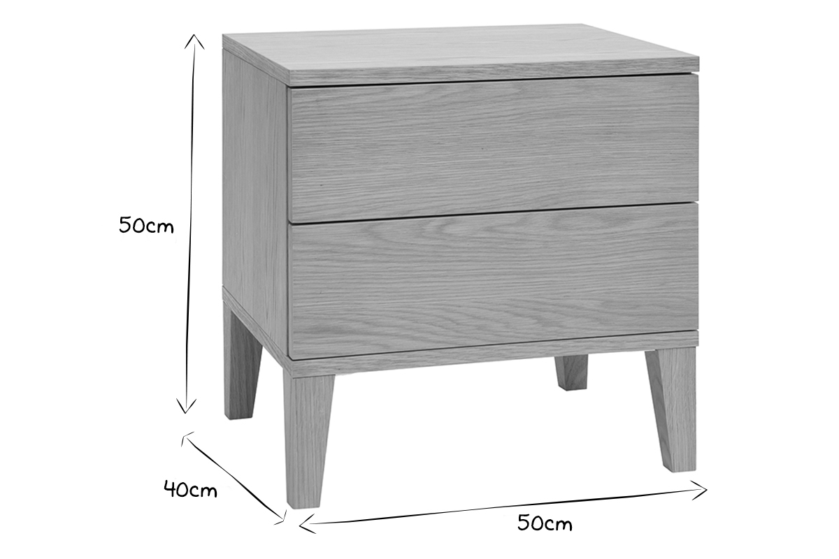 Tables de chevet avec rangements 2 tiroirs scandinave bois clair ch�ne (lot de 2) FREDDY