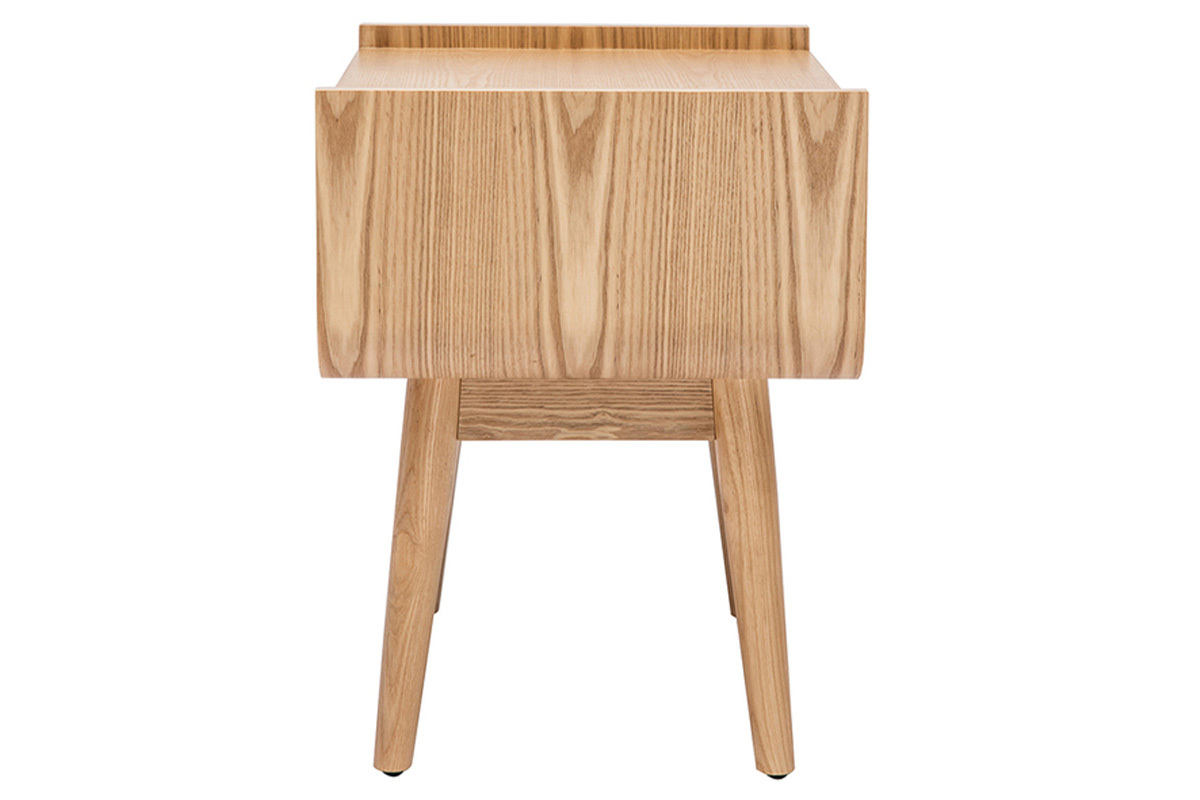 Tables de chevet avec tiroir en bois clair fr�ne et cannage rotin (lot de 2) ATH�NE