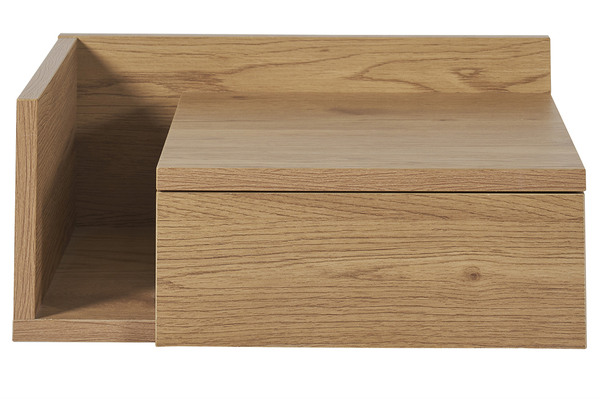 Tables de chevet murales finition bois clair ch�ne avec tiroir (lot de 2) NASTY