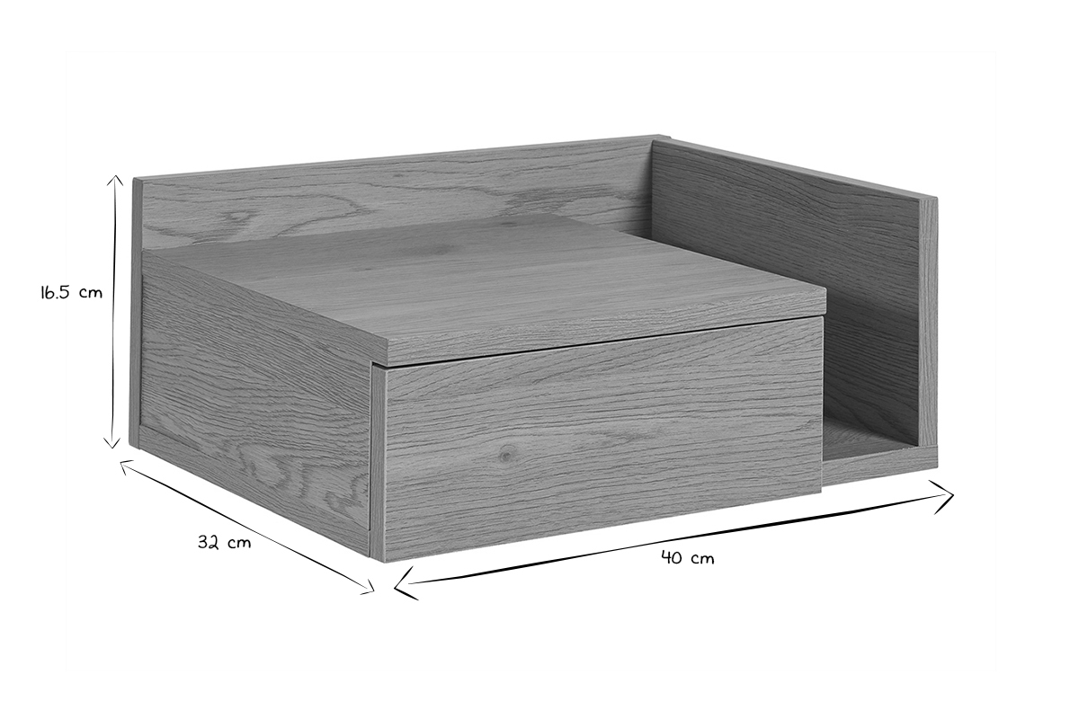 Tables de chevet murales finition bois clair ch�ne avec tiroir (lot de 2) NASTY