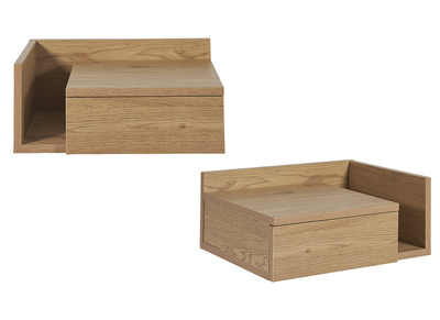 Tables de chevet murales finition bois clair ch&ecirc;ne avec tiroir (lot de 2) NASTY