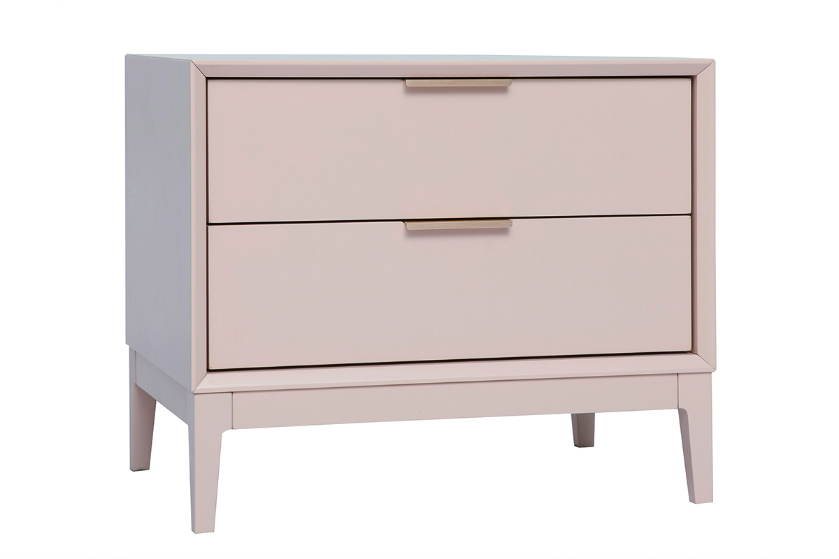 Tables de chevet rose et m�tal dor� avec rangements (lot de 2) GIANA