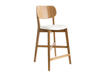 Tabouret de bar bois clair ch&ecirc;ne et blanc H65 cm LUCIA