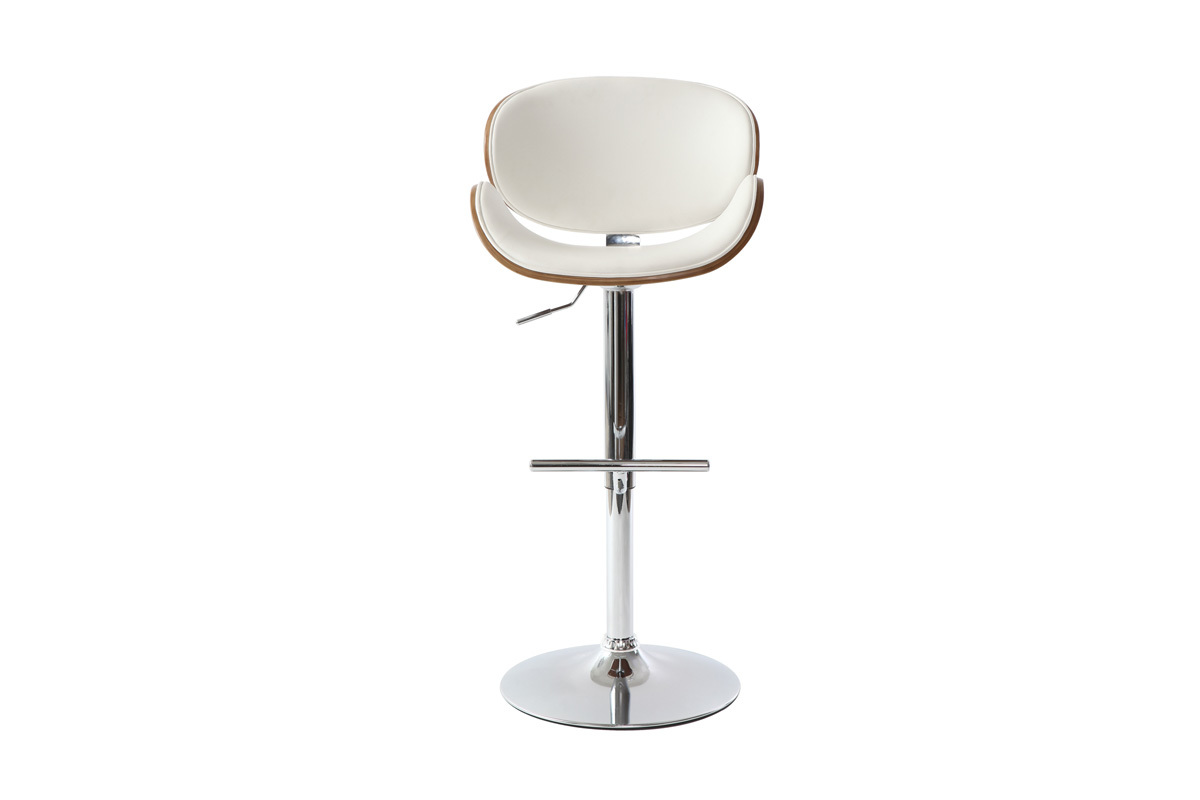 Tabouret de bar design blanc et bois fonc� WALNUT