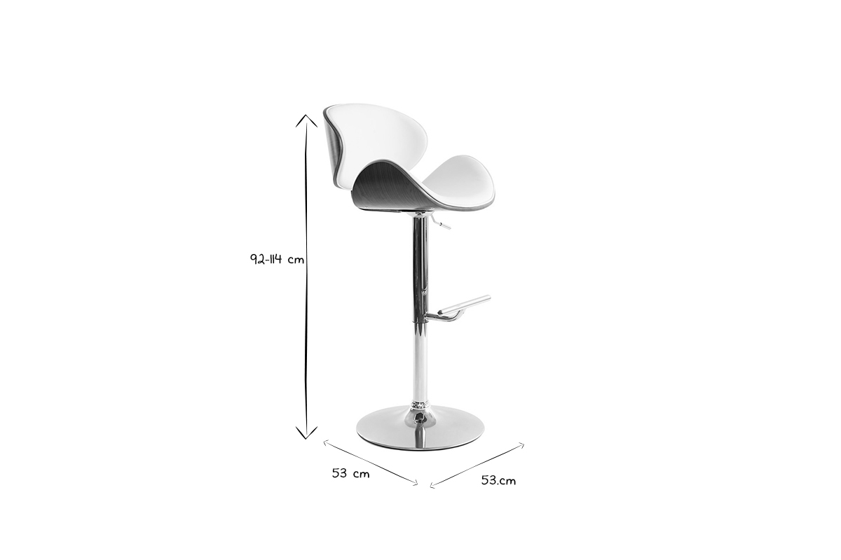 Tabouret de bar design blanc et bois fonc� WALNUT