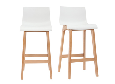 Tabouret de bar design bois et blanc 75 cm (lot de 2) NEW SURF
