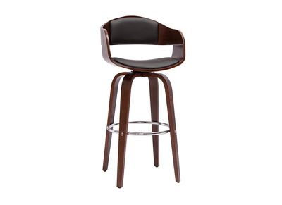 Tabouret de bar design noir et bois fonc&eacute; noyer H67.5 cm pivotant 360&deg; GAO