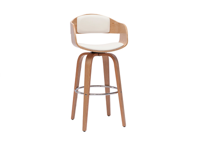 Tabouret de bar design pivotant blanc et bois clair H67.5 cm GAO