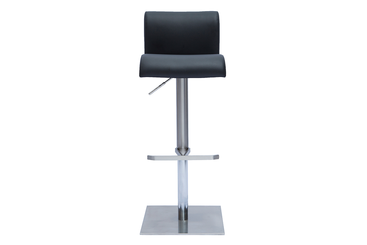 Tabouret de bar design r�glable noir et inox bross� SHEINA