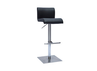 Tabouret de bar design r&eacute;glable noir et inox bross&eacute; SHEINA