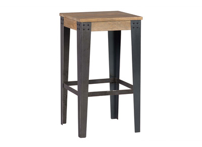 Tabouret de bar industriel m&eacute;tal et bois manguier massif H65 cm MADISON