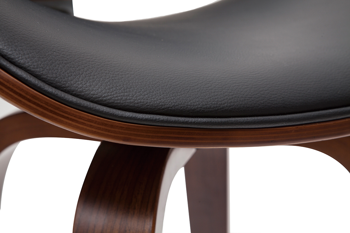 Tabouret de bar pivotant noir et bois fonc� 65 cm WALNUT