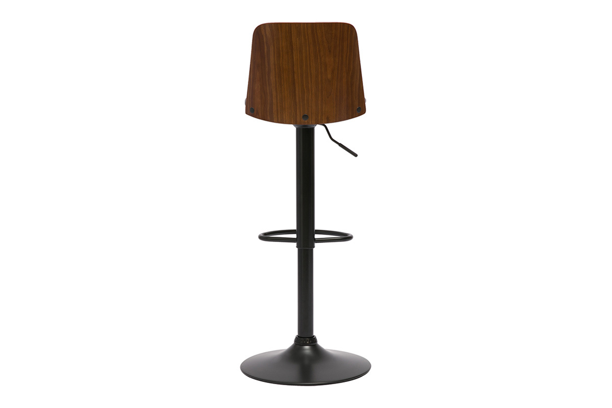 Tabouret de bar r�glable noir et bois fonc� DOA