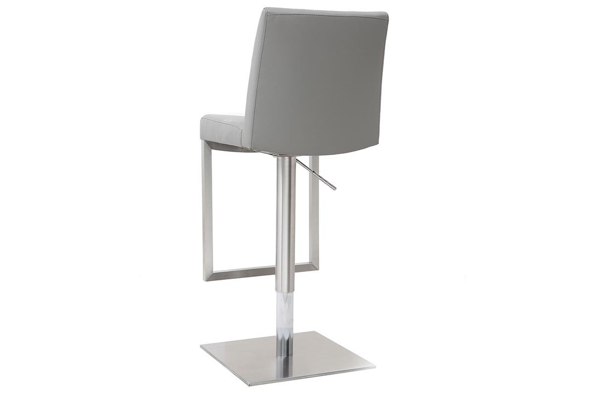 Tabouret de bar relevable gris et acier chrom� KYLE