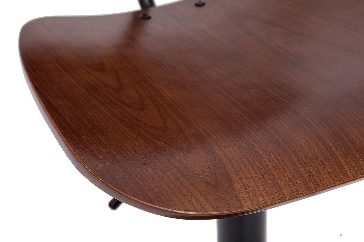 Tabouret de bar relevable noyer et m�tal noir TOBIAS