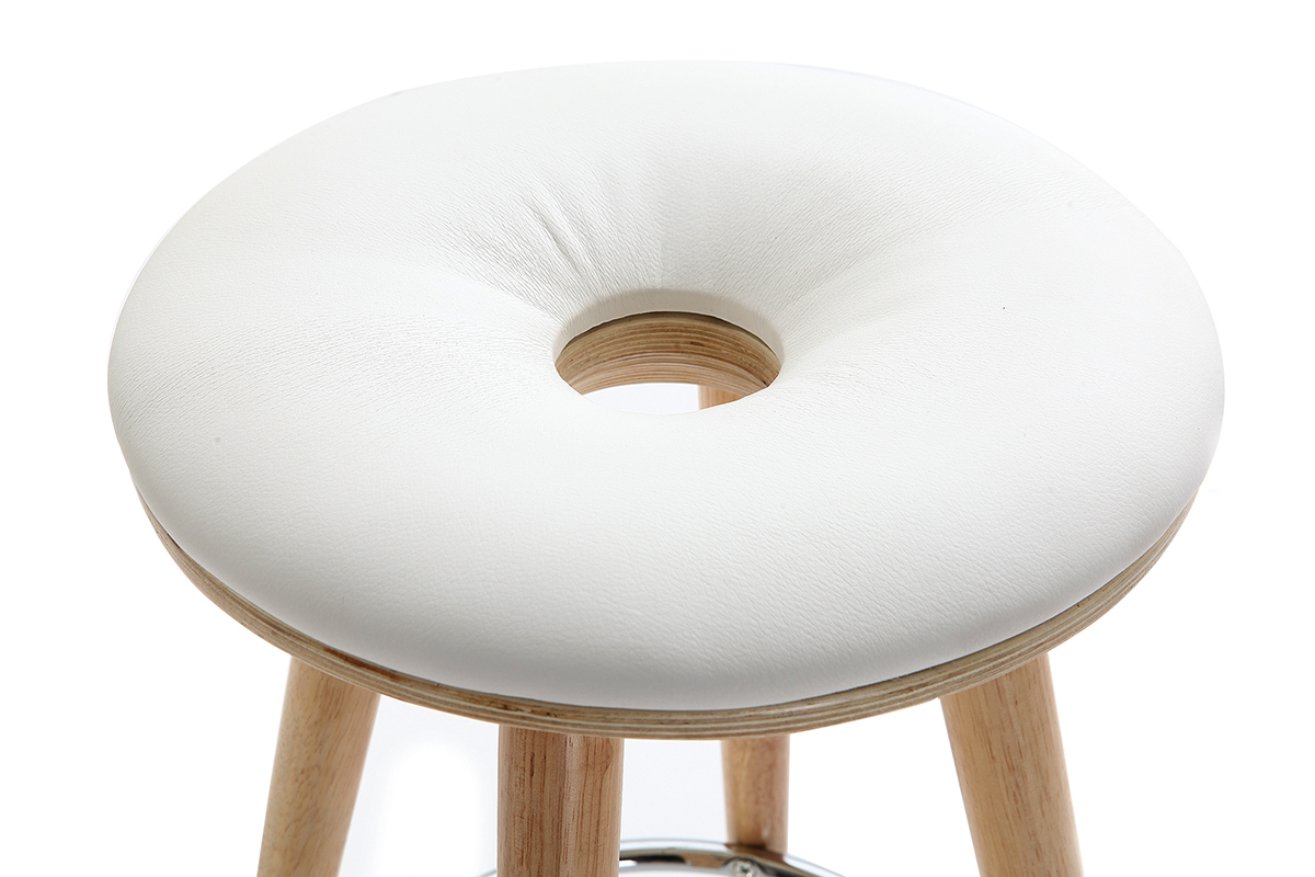 Tabouret de bar scandinave blanc et bois clair 66 cm NORDECO