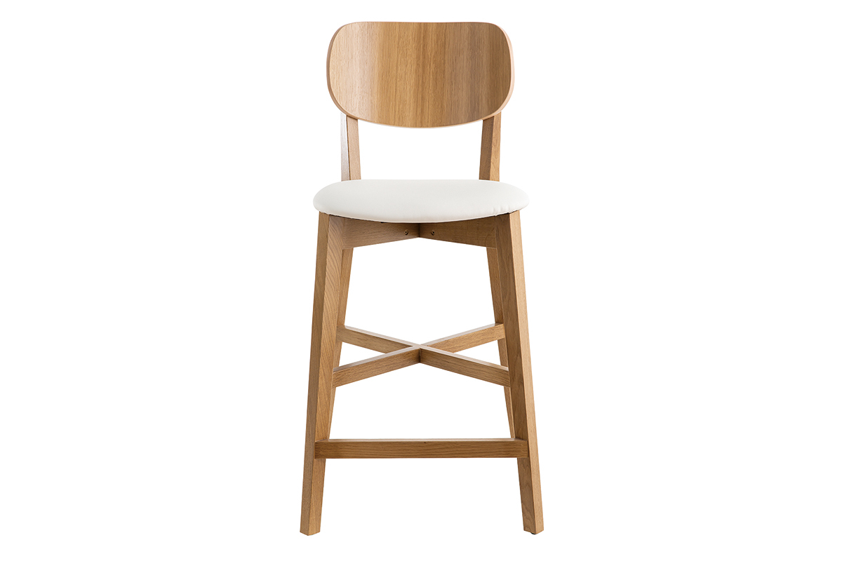 Tabourets de bar bois ch�ne et blanc H65 cm (lot de 2) LUCIA