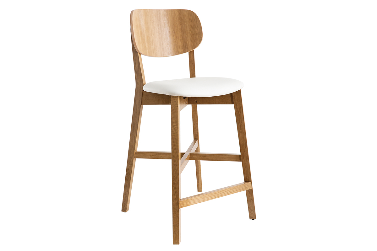 Tabourets de bar bois ch�ne et blanc H65 cm (lot de 2) LUCIA