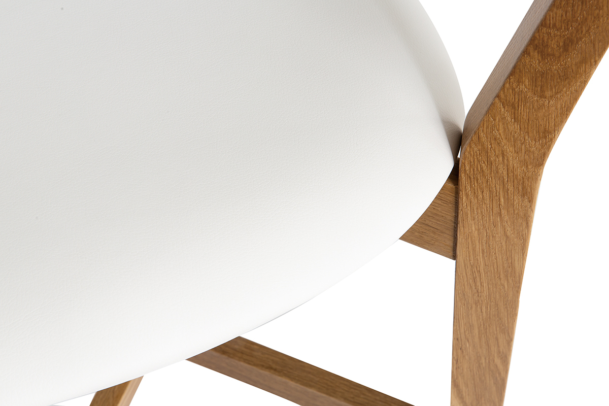 Tabourets de bar bois ch�ne et blanc H65 cm (lot de 2) LUCIA