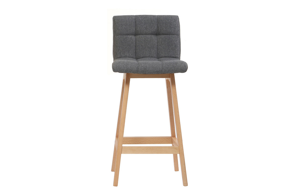 Tabourets de bar bois et gris fonc� H65 cm (lot de 2) KLARIS