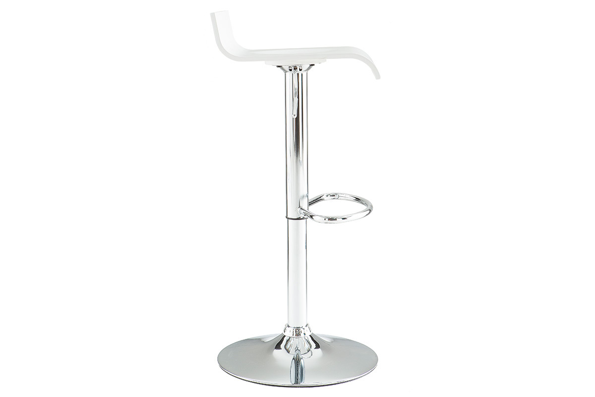 Tabourets de bar design blancs et acier chrom� (lot de 2) SURF V2