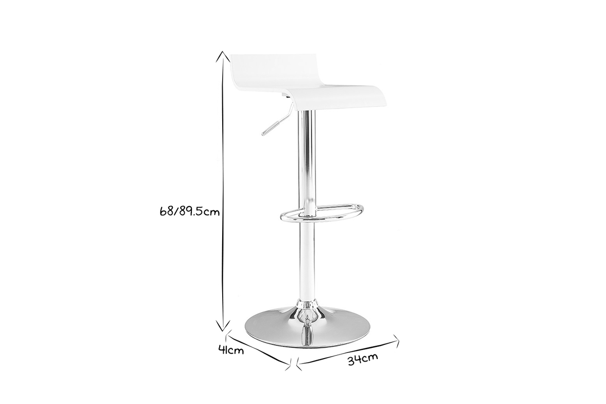 Tabourets de bar design blancs et acier chrom� (lot de 2) SURF V2