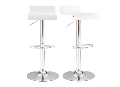 Tabourets de bar design blancs et acier chrom&eacute; (lot de 2) SURF V2