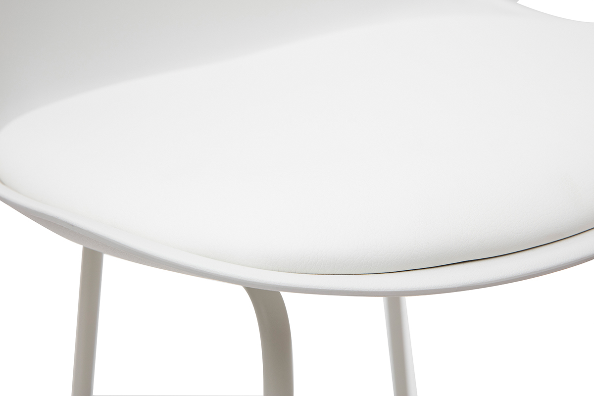 Tabourets de bar design blancs pieds m�tal 66 cm (lot de 2) FRANZ