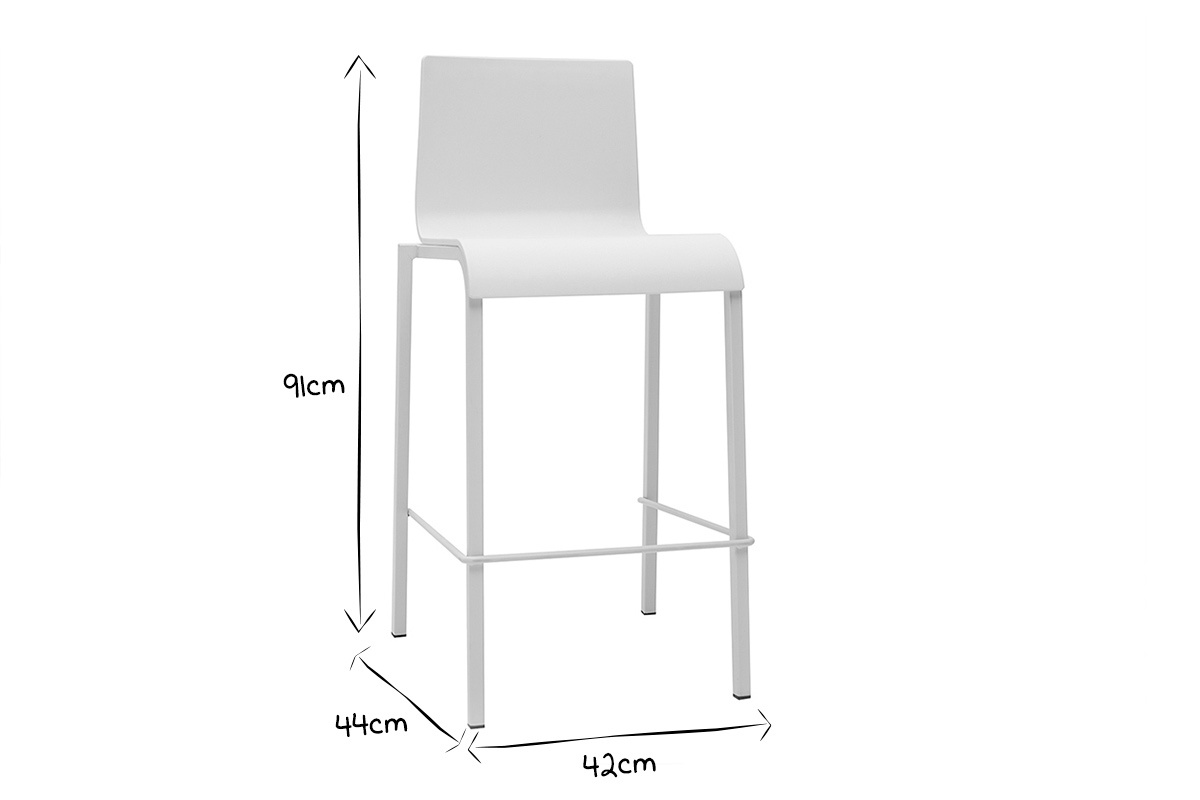 Tabourets de bar design empilables blancs H65 cm (lot de 2) KUPA