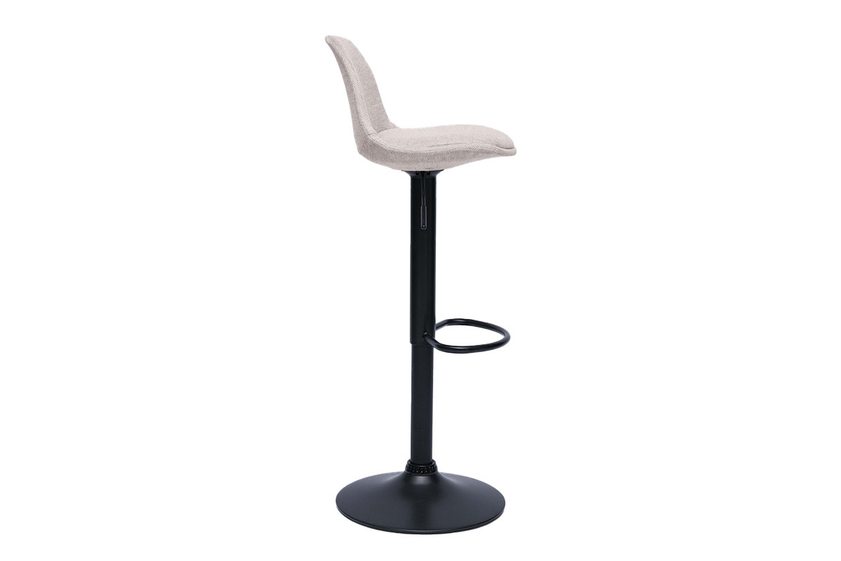 Tabourets de bar design en tissu effet velours textur� beige (lot de 2) STEEVY