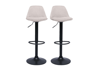 Tabourets de bar design en tissu effet velours textur&eacute; beige (lot de 2) STEEVY