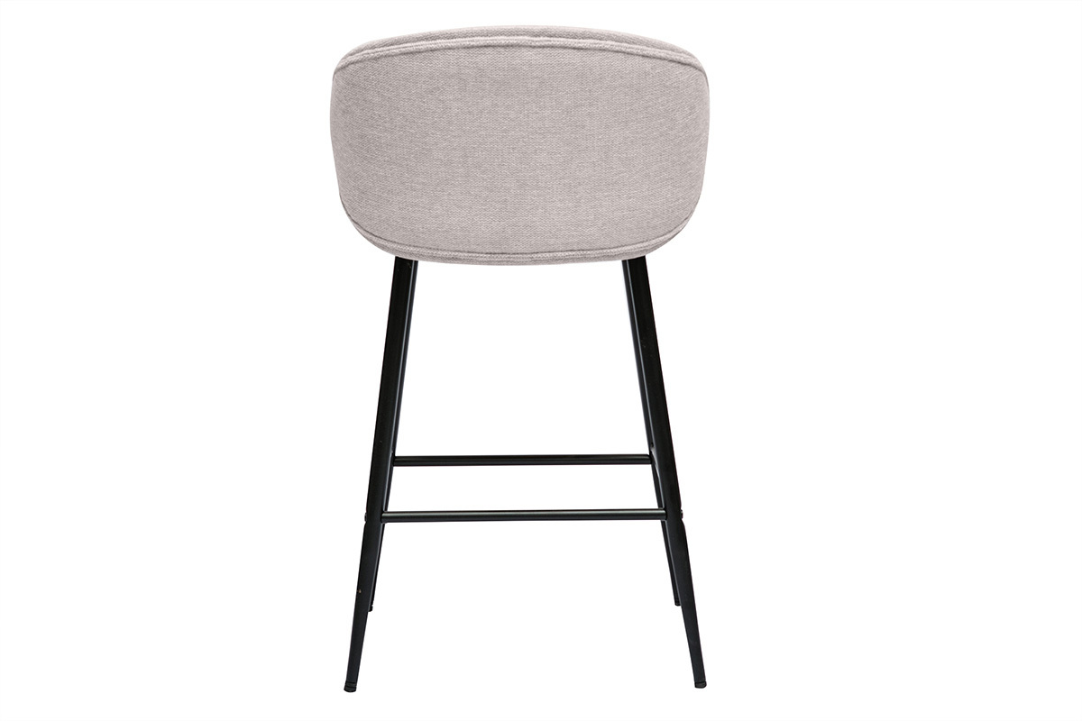 Tabourets de bar design en tissu effet velours textur� beige et m�tal noir (lot de 2) ROSALIE