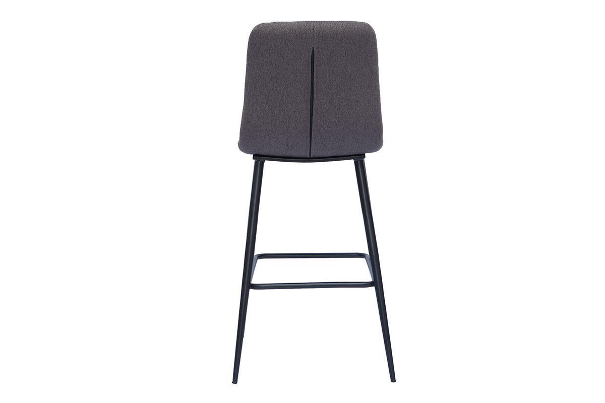 Tabourets de bar design en tissu gris et m�tal H65 cm (lot de 2) ESCAPE