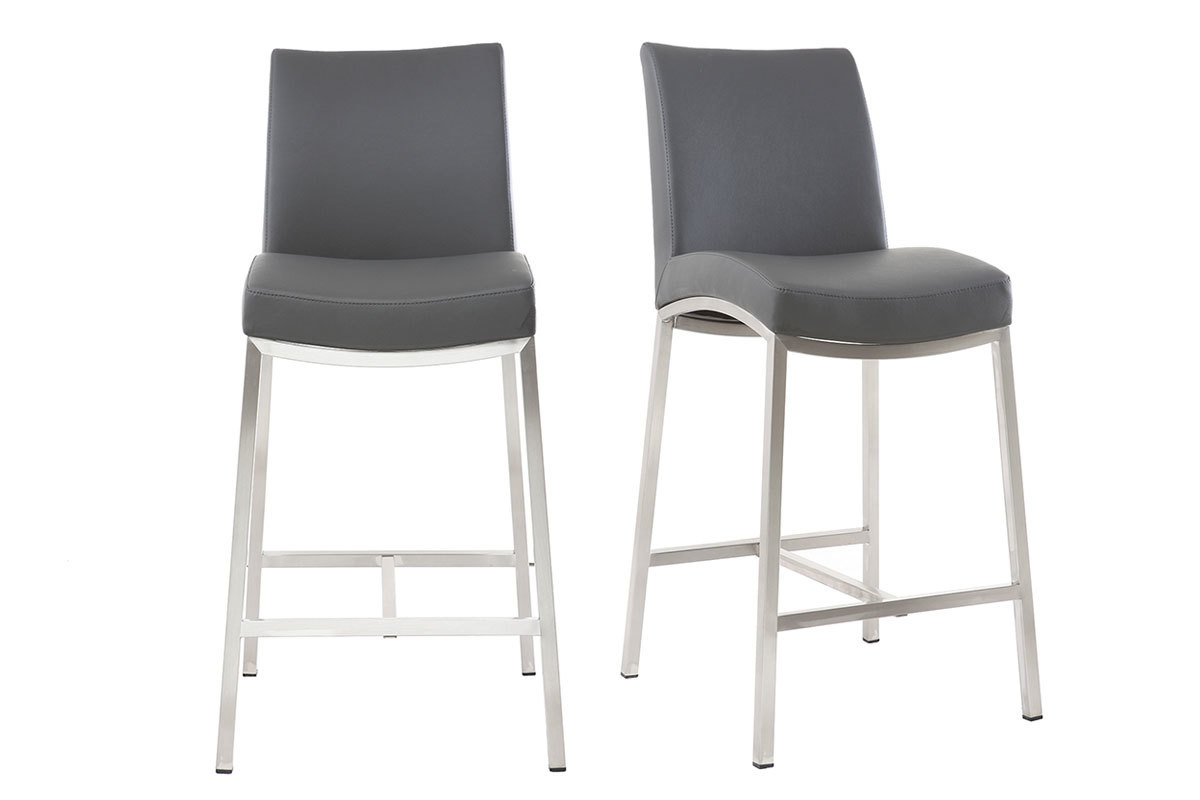 Tabourets de bar design gris fonc� H70 cm (lot de 2) OLLY