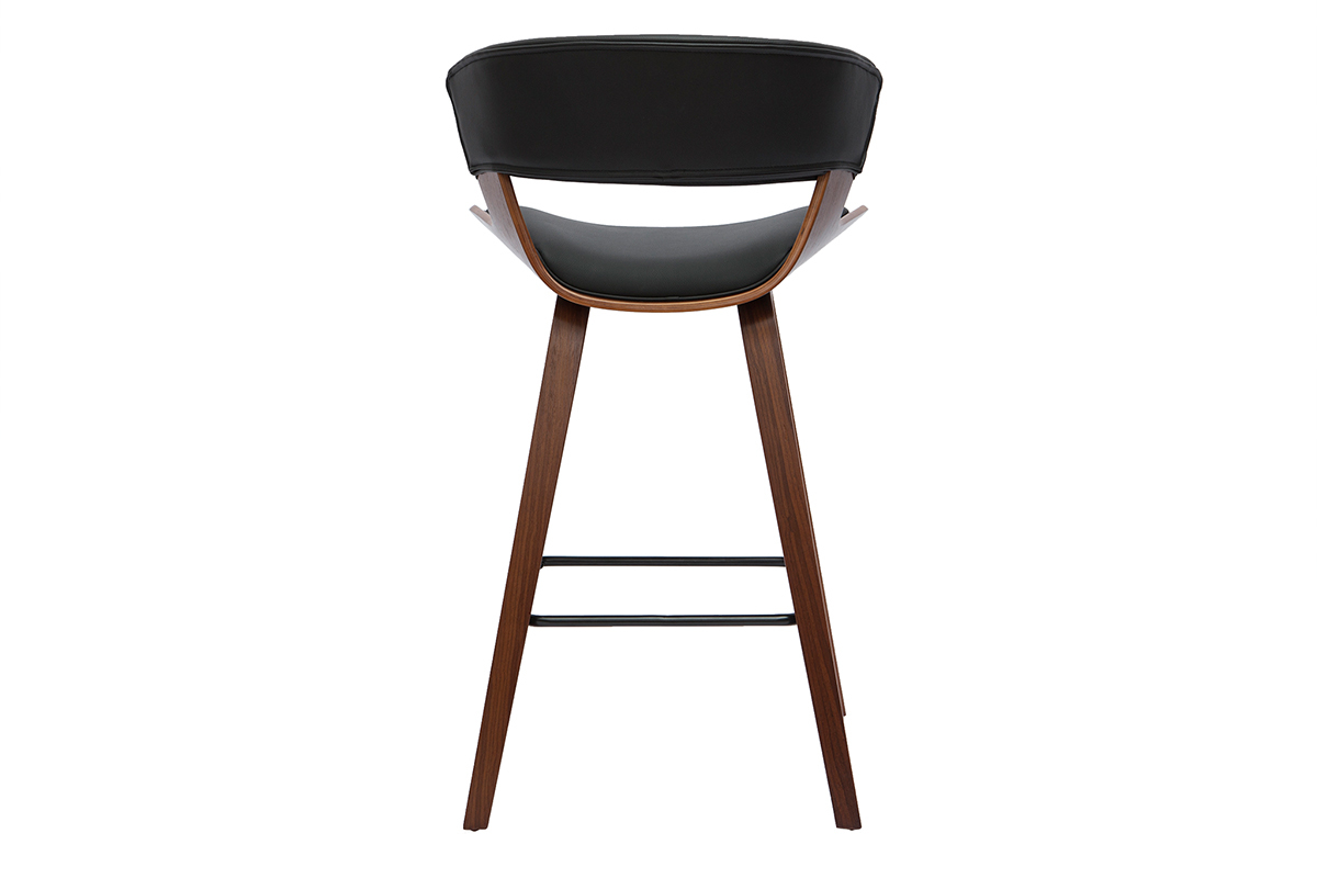 Tabourets de bar design noir et bois fonc� H65 cm (lot de 2) SYRAH